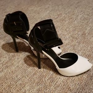 Black and white heels
